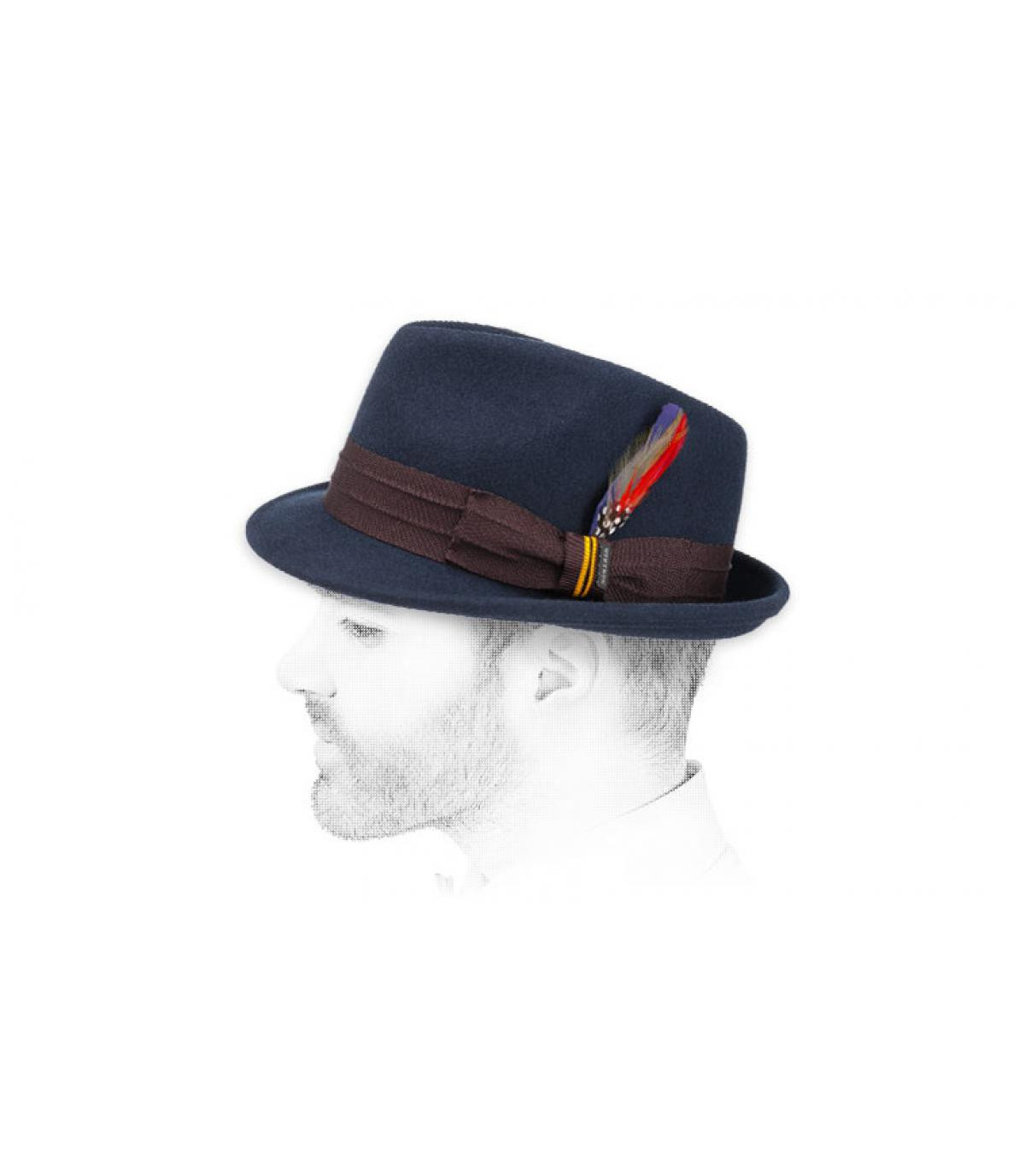 navy blue felt trilby Trilby Gilbert Woolfelt navy